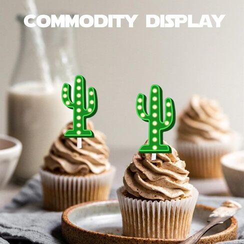 18pcs Green Glitter Cactus Dessert Cupcake Topper Mexican Fiesta Let’s Glow Crazy Party Theme Decor Supplies Baby Shower Happy Birthday Weeding Anniversary Party Decorations in Saudi Arabia