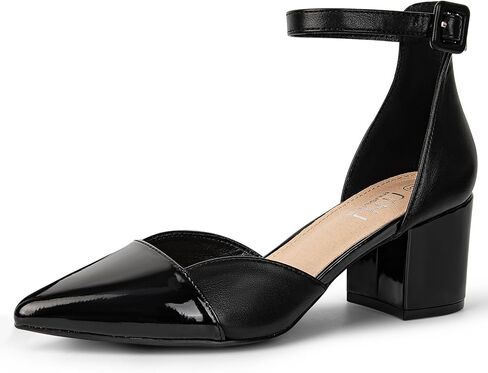 MUSSHOE Women's Pumps Ankle Strap Cap Toe Flats Pointed Closed Toe Heels for Women Comfortable Heels Dress Shoes Work Heels in Saudi Arabia