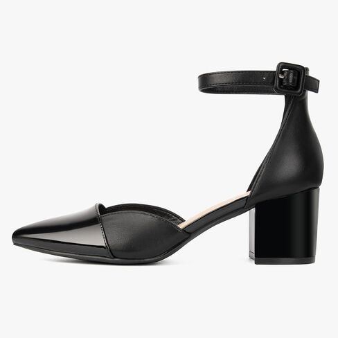 MUSSHOE Women's Pumps Ankle Strap Cap Toe Flats Pointed Closed Toe Heels for Women Comfortable Heels Dress Shoes Work Heels in Saudi Arabia