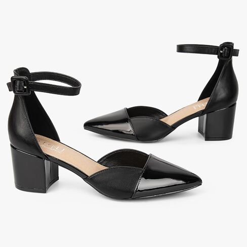 MUSSHOE Women's Pumps Ankle Strap Cap Toe Flats Pointed Closed Toe Heels for Women Comfortable Heels Dress Shoes Work Heels in Saudi Arabia