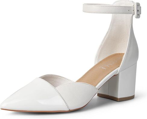 MUSSHOE Women's Pumps Ankle Strap Cap Toe Flats Pointed Closed Toe Heels for Women Comfortable Heels Dress Shoes Work Heels in Saudi Arabia