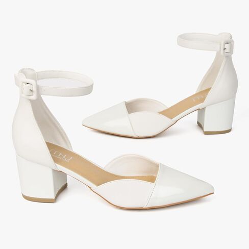 MUSSHOE Women's Pumps Ankle Strap Cap Toe Flats Pointed Closed Toe Heels for Women Comfortable Heels Dress Shoes Work Heels in Saudi Arabia