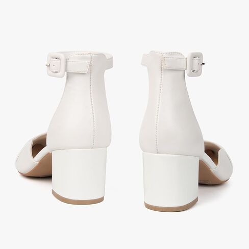 MUSSHOE Women's Pumps Ankle Strap Cap Toe Flats Pointed Closed Toe Heels for Women Comfortable Heels Dress Shoes Work Heels in Saudi Arabia