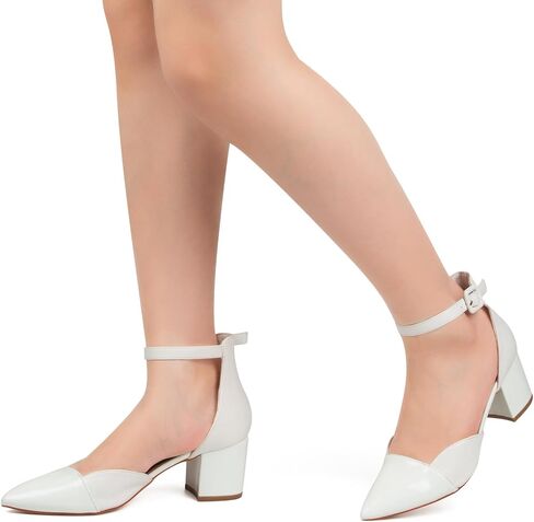 MUSSHOE Women's Pumps Ankle Strap Cap Toe Flats Pointed Closed Toe Heels for Women Comfortable Heels Dress Shoes Work Heels in Saudi Arabia