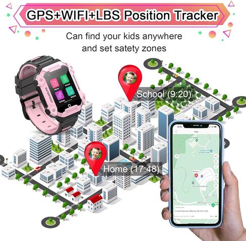 ساعة ذكية للأطفال Getfitsoo Wonlex 4G مع بطاقة SIM، ساعة ذكية GPS للأطفال، ساعة هاتف بشاشة تعمل باللمس 1.4 بوصة للأولاد والبنات مع مكالمات فيديو، دردشة صوتية، مكالمات SOS، عداد الخطى، كاميرا، موسيقى in Kuwait