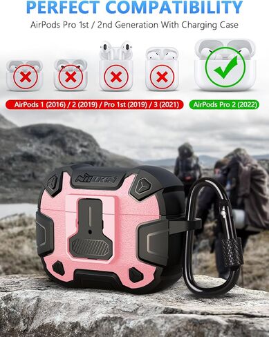 حافظة Nillkin Airpods Pro الجيل الثاني مع مغناطيس قفل آمن، حافظة Airpods Pro 2 للرجال والنساء مع سلسلة مفاتيح معدنية، حافظة واقية مقاومة للصدمات لكامل الجسم لجهاز Airpods Pro 2 2022 أخضر in Kuwait
