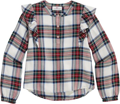 vineyard vines Girls' Soft Twill Ruffle Top in Saudi Arabia