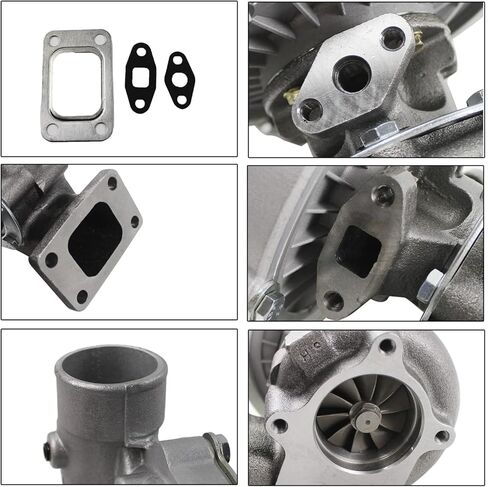 SINOCMP Turbocharger with Gasket, T04E T3/T4 0.57 A/R Engines Oil Cooled Turbo Charger, Compressor Trim 48.1 4/5 Bolt 400+HP Boost Stage III Charger, 1.5L-2.5L Engine Turbocharger Replace in Kuwait