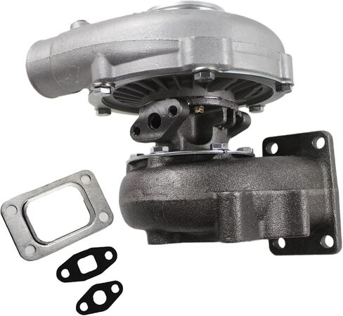 SINOCMP Turbocharger with Gasket, T04E T3/T4 0.57 A/R Engines Oil Cooled Turbo Charger, Compressor Trim 48.1 4/5 Bolt 400+HP Boost Stage III Charger, 1.5L-2.5L Engine Turbocharger Replace in Kuwait