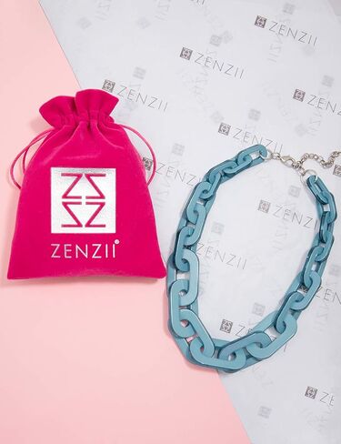 قلادة ZENZII ذات طوق من الراتنج الأكريليك الملون - سلسلة مجوهرات عصرية للنساء في يوم الألعاب، والملابس الكاجوال، والهدايا in Saudi Arabia