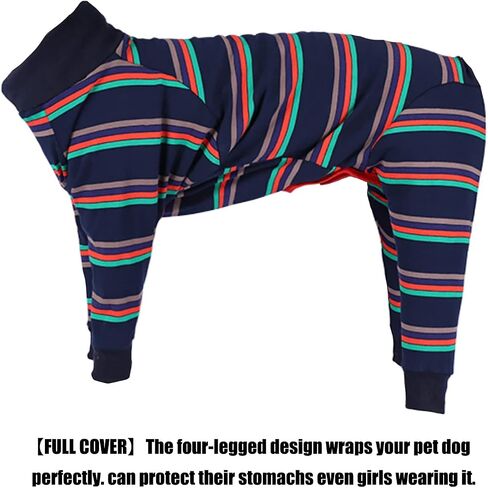 Size XS to 3XL, 2 Colors Dog Onesie Long Sleeve, Full Cover Pet Pajamas, Dog Plaid Shirt, Lightweight Dog Jumpsuit Striped X-Large in Saudi Arabia