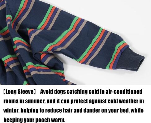 Size XS to 3XL, 2 Colors Dog Onesie Long Sleeve, Full Cover Pet Pajamas, Dog Plaid Shirt, Lightweight Dog Jumpsuit Striped X-Large in Saudi Arabia