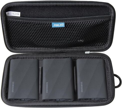 Anleo Hard Travel Case for Samsung T7 Shield 2TB / 1TB / 4TB, Portable SSD, USB 3.2 Gen2 External Solid State Drive (Black, Case for 3 Hard Drives) in Kuwait
