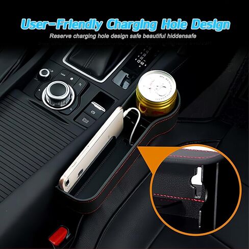 منظم حشو فجوات مقعد السيارة، جلد متعدد الوظائف، إكسسوارات بملاءمة عالمية، حشو فجوات قابل للتعديل للسيارة لهواتف iPhone وAndroid والنظارات والمفاتيح والمزيد - قطعتان (ألياف الكربون السوداء ﻿) in Kuwait