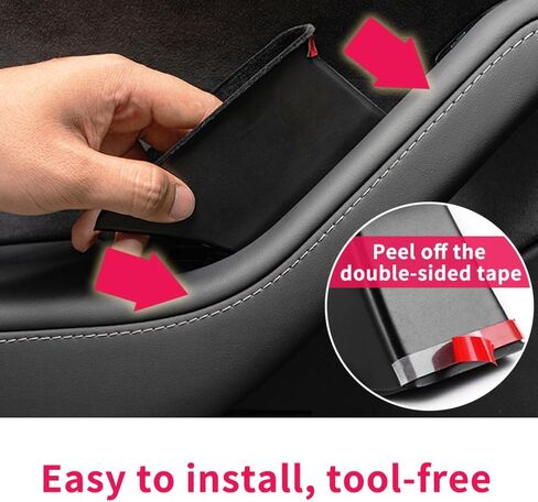 4 Pcs Tesla Door Side Storage Box Door Handle Pocket Armrest Tray Kit, Flocking and ABS Material, Compatible with Model-Y Model-3 2021 to Present in Kuwait
