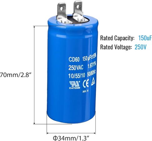 300uF/MFD CD60 Motor Start Capacitor 250VAC 50/60Hz for Electric Motor Starting 2 Pack in Saudi Arabia