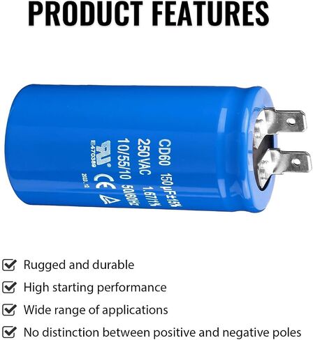 300uF/MFD CD60 Motor Start Capacitor 250VAC 50/60Hz for Electric Motor Starting 2 Pack in Saudi Arabia