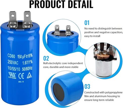 300uF/MFD CD60 Motor Start Capacitor 250VAC 50/60Hz for Electric Motor Starting 2 Pack in Saudi Arabia