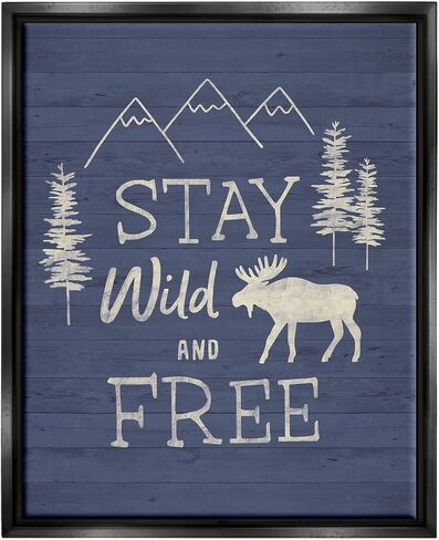 Stupell Industries Stay Wild & Free Moose Mountain Scene Rustic Wildlife, Design by Nina Seven in Saudi Arabia