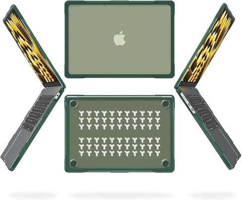May Chen for MacBook Air 15 inch Case M2 A2941 / M3 A3114 Chip 2023 2024, Heavy Duty Shockproof Protective Hard Shell with Keyboard Cover for Durable Type, Midnight Green in Saudi Arabia