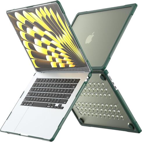 May Chen for MacBook Air 15 inch Case M2 A2941 / M3 A3114 Chip 2023 2024, Heavy Duty Shockproof Protective Hard Shell with Keyboard Cover for Durable Type, Midnight Green in Saudi Arabia