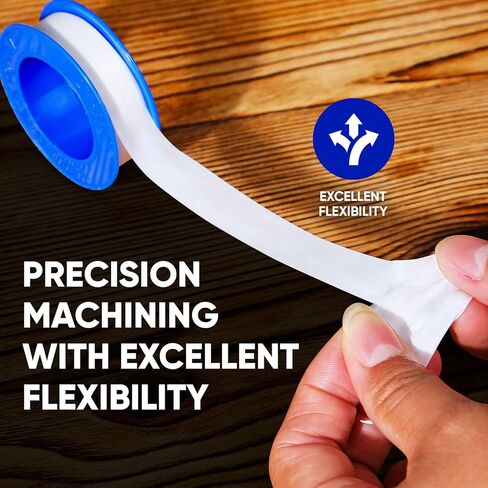 شريط سباكين، 8 لفات شريط تيفلون 1/2 بوصة (عرض) × 520 بوصة (طول)، شريط سباكة مانع للتسرب، شريط سباكة تيفلون PTFE، شريط أنابيب قوي لرأس الدش، شريط خيط سميك in Kuwait