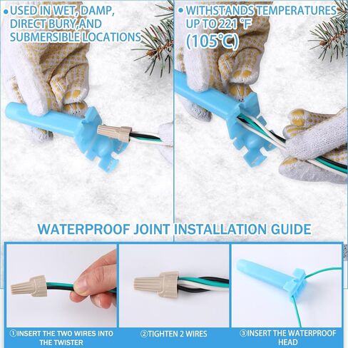 Tellegloww 25 Pcs Wire Splice Tubes Waterproof Direct Bury Cable Splice Tube Wire Connectors Protector for Irrigation Outdoor Landscape Lighting, Corrosion Proof, UV Resistant in Saudi Arabia