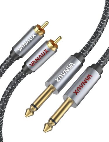 كابل RCA إلى 1/4، كابل ستيريو مزدوج 1/4 بوصة إلى ثنائي RCA، قابس هاتف أحادي 2x6.35 مم ذكر إلى 2RCA ذكر كابل توصيل صوتي مطلي بالذهب لمضخم صوت الميكروفون (3.3 قدم/1 متر) in Kuwait