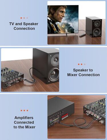 كابل RCA إلى 1/4، كابل ستيريو مزدوج 1/4 بوصة إلى ثنائي RCA، قابس هاتف أحادي 2x6.35 مم ذكر إلى 2RCA ذكر كابل توصيل صوتي مطلي بالذهب لمضخم صوت الميكروفون (3.3 قدم/1 متر) in Kuwait
