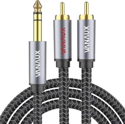 RCA to 1/4 Cable, Dual 1/4 inch to Dual RCA Stereo Cable,Mono Phone Plug 2x6.35mm Male to 2RCA Male Gold Plated Audio Interconnect Cable for Microphone Mixer Amplifier(3.3ft/1m) in Kuwait