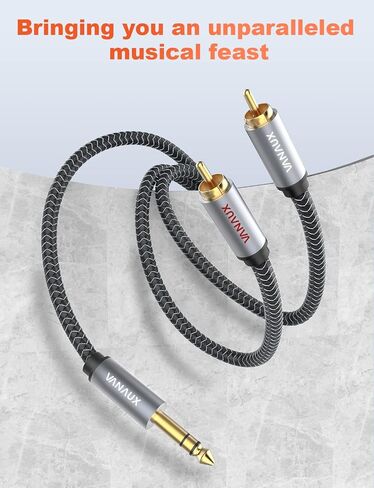 RCA to 1/4 Cable, Dual 1/4 inch to Dual RCA Stereo Cable,Mono Phone Plug 2x6.35mm Male to 2RCA Male Gold Plated Audio Interconnect Cable for Microphone Mixer Amplifier(3.3ft/1m) in Kuwait