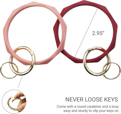Mymazn Silicone Bangle Key Ring Bracelet Keychain holder for Women Girls Gift Wristlet Round Keyring in Kuwait