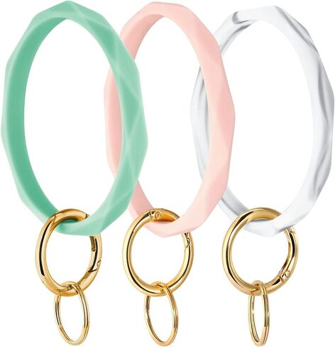 Mymazn Silicone Bangle Key Ring Bracelet Keychain holder for Women Girls Gift Wristlet Round Keyring in Saudi Arabia