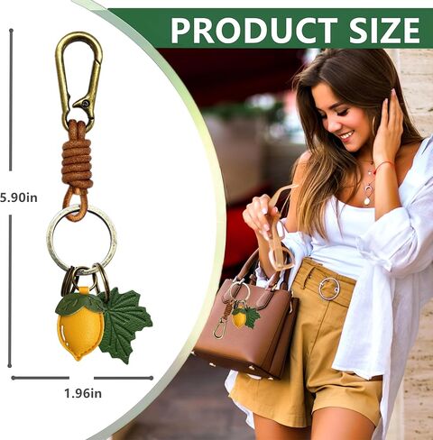 ZOUITY Leather Leaf Fruit Keychain Retro Accessories,Cute Keychains for Women Wallet Bag,Purse Keyring Holder in Kuwait