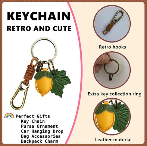ZOUITY Leather Leaf Fruit Keychain Retro Accessories,Cute Keychains for Women Wallet Bag,Purse Keyring Holder in Kuwait