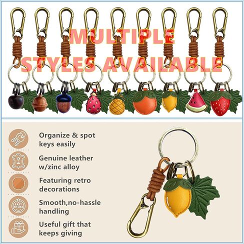 ZOUITY Leather Leaf Fruit Keychain Retro Accessories,Cute Keychains for Women Wallet Bag,Purse Keyring Holder in Kuwait