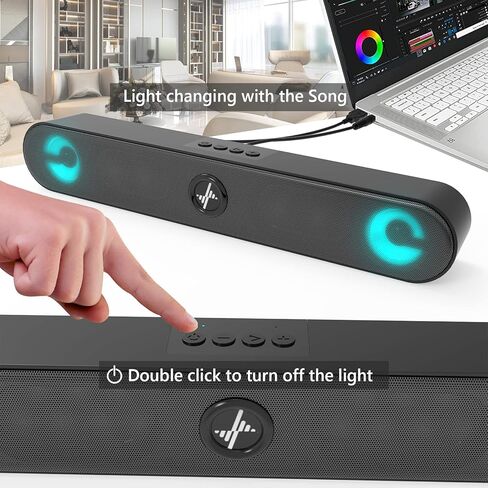 سماعات كمبيوتر LENRUE، سماعات كمبيوتر تعمل بمنفذ USB، كمبيوتر مكتبي بمدخل AUX بقدرة 10 وات مع صوت ستيريو وأضواء in Kuwait