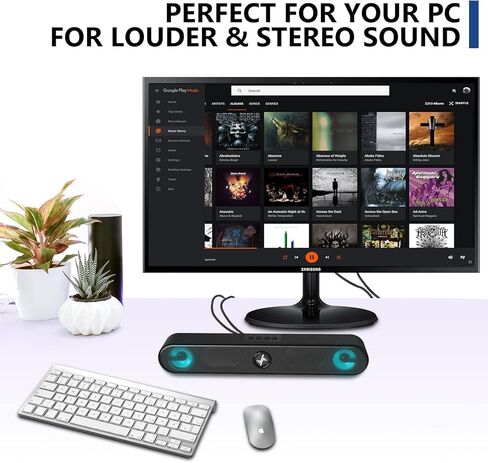 سماعات كمبيوتر LENRUE، سماعات كمبيوتر تعمل بمنفذ USB، كمبيوتر مكتبي بمدخل AUX بقدرة 10 وات مع صوت ستيريو وأضواء in Kuwait