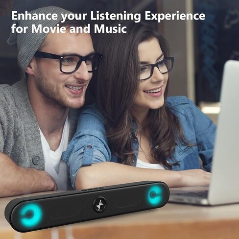 سماعات كمبيوتر LENRUE، سماعات كمبيوتر تعمل بمنفذ USB، كمبيوتر مكتبي بمدخل AUX بقدرة 10 وات مع صوت ستيريو وأضواء in Kuwait