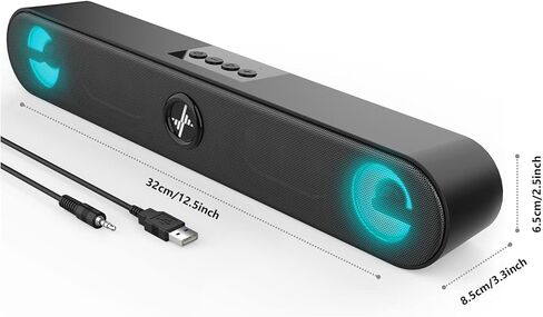 سماعات كمبيوتر LENRUE، سماعات كمبيوتر تعمل بمنفذ USB، كمبيوتر مكتبي بمدخل AUX بقدرة 10 وات مع صوت ستيريو وأضواء in Kuwait