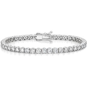 Mothers Day Gifts 3MM Simulated Diamond Charm Tennis Bracelets for Women Girls - 14K White Gold Over 925 Sterling Silver 7" Inch Tennis Bracelet (Clarity- VVS1, White-Color, 5.50 Carat)