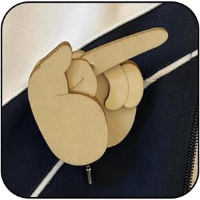 Funny Wooden Finger Brooch,Finger Pin DIY Kit,Handmade Flippable Finger Pin,FInteractive Mood Expressing Pins Emotional Pin, White Elephant Gift for Men Women