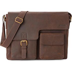 LEABAGS Boston shoulder bag I Laptop bag up to 13 inches I genuine buffalo leather messenger bag in vintage look I work bag