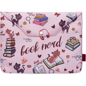 Book Sleeve for Book Lovers, Book Nerd Book Protector, Book Covers for Paperbacks, Book Sleeves with Zipper with Padded, Washable Fabric, Medium 11 Inch X 9 Inch