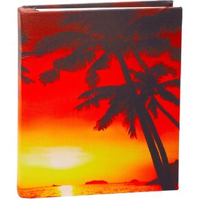 Jumbo, Stretchable Book Cover Sunset Beach Print. Fits Hardcover Textbooks 9 x 11 and Larger. Reusable, Adhesive-Free, Fabric Protectors are A Needed School Supply for Students