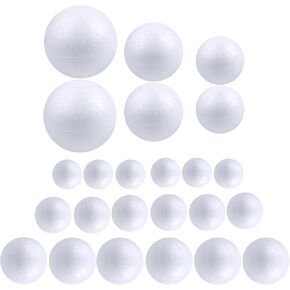 Chwang 24 Pieces 6 Sizes White Foam Balls,Polystyrene Balls,Polystyrene Shapes,Art Foam Balls for DIY Craft,Party Decoration,School Projects,Birthday Cake Decoration (24) in Kuwait