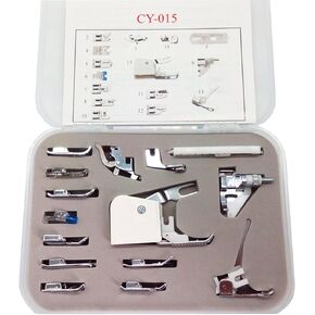 HONEYSEW 32/42/52 Presser Foot Kit Low Shank Adapter Zipper Foot Overcast Foot Snap On (15pcs Presser Foot kit)
