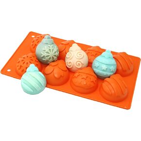 X-Haibei Christmas Snowflake Star Bell Soap Cake Jello Crayon Resin Chocolate Bombs Making Silicone Mold 6-Cavity