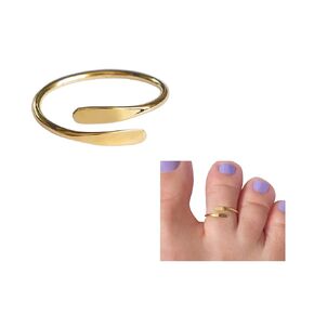 14K Yellow Gold Plated over 925 Sterling Silver Twist Band Toe Ring/Knuckle Ring - Small Adjustable Dainty Ring | Handmade by MiYa Jewelry creations