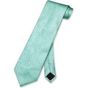 Vesuvio Napoli NeckTie AQUA GREEN Color Paisley Design Men's Neck Tie